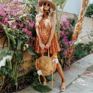 Steve Madden BB Dakota Sunny Disposition mini dress size M boho prairie floral